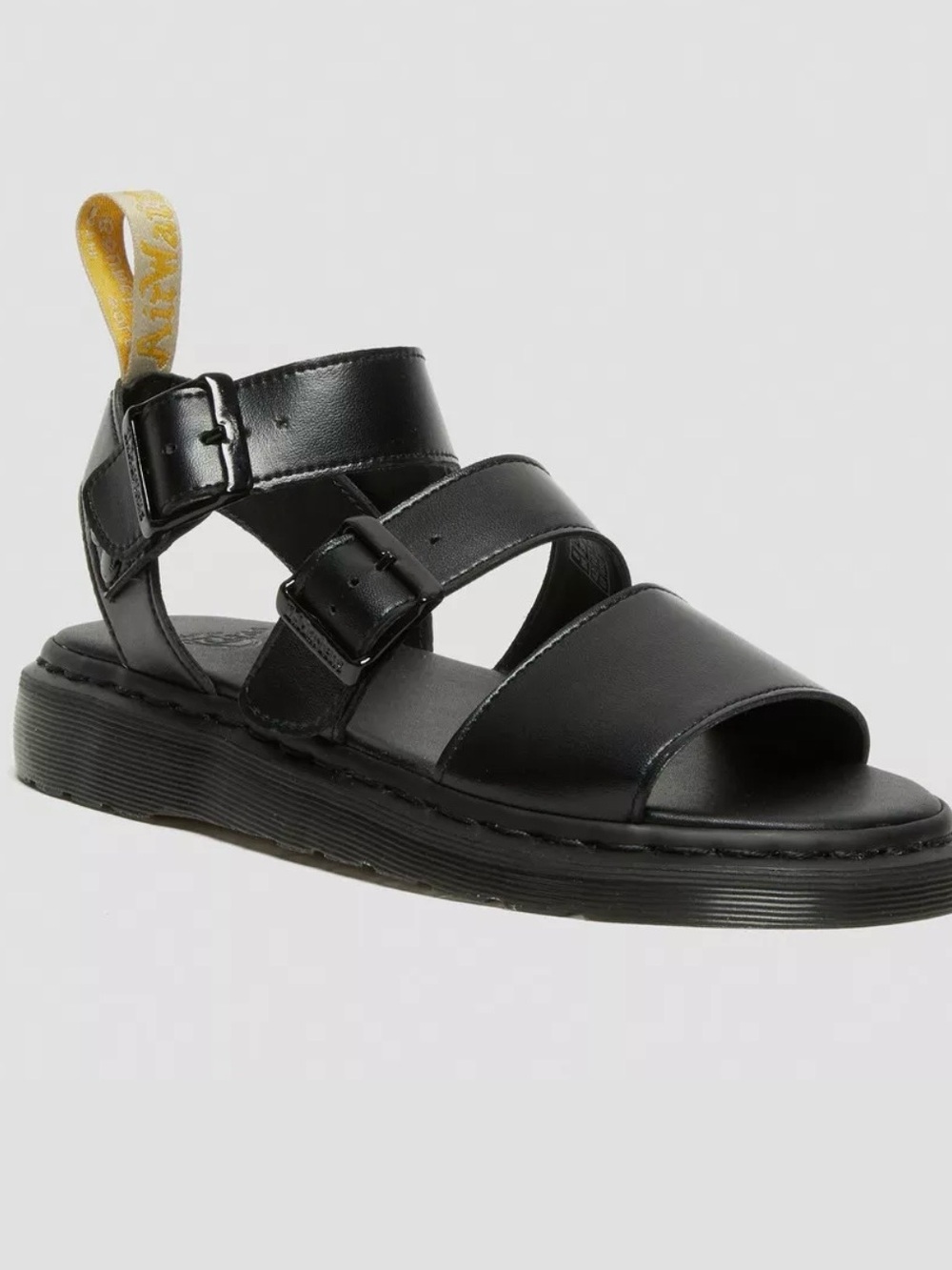 DR MARTENS Vegan Gryphon Gladiator Sandal, Unisex Men’s 5/Women’s 6, Black